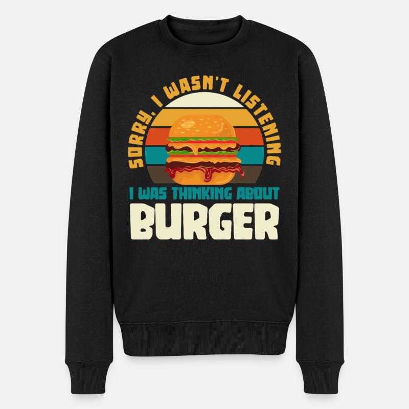 Burger Gedanken Retro Humor - Männer Premium Bio Pullover - Schwarz
