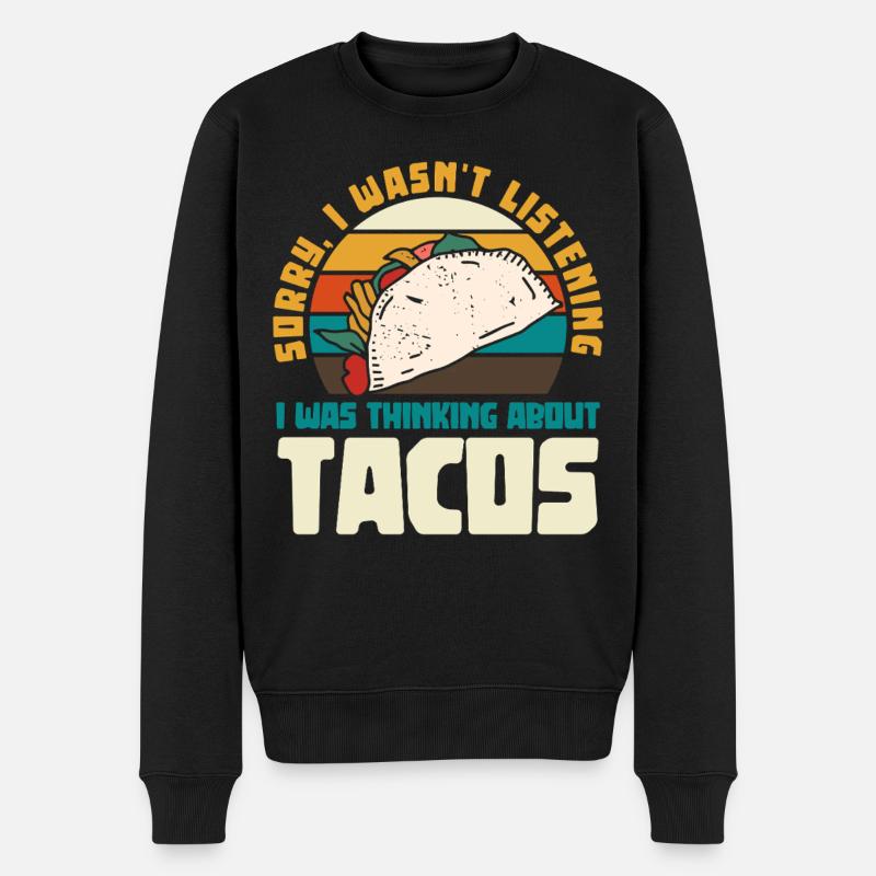 Später Taco Gedankengang Retro Design - Männer Premium Bio Pullover - Schwarz