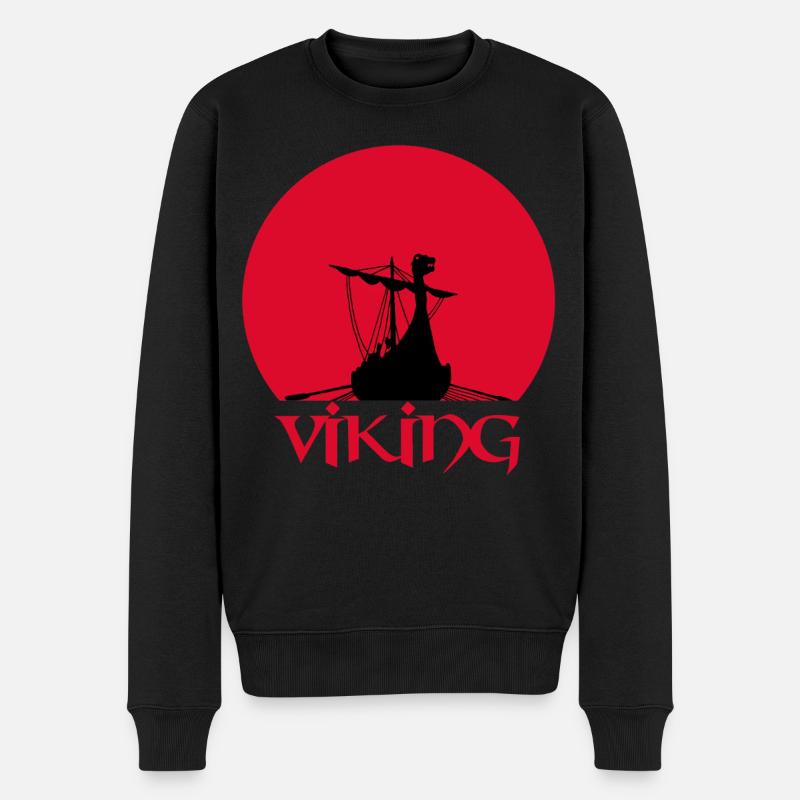 Wikinger-Langschiff - Männer Premium Bio Pullover - Schwarz