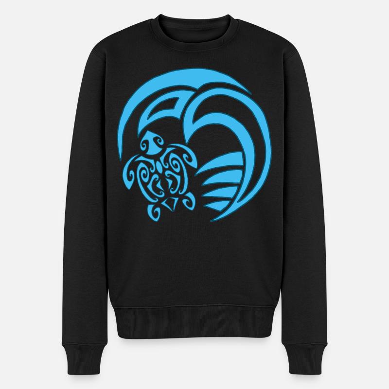 Schildkröte und Ozean - Männer Premium Bio Pullover - Schwarz