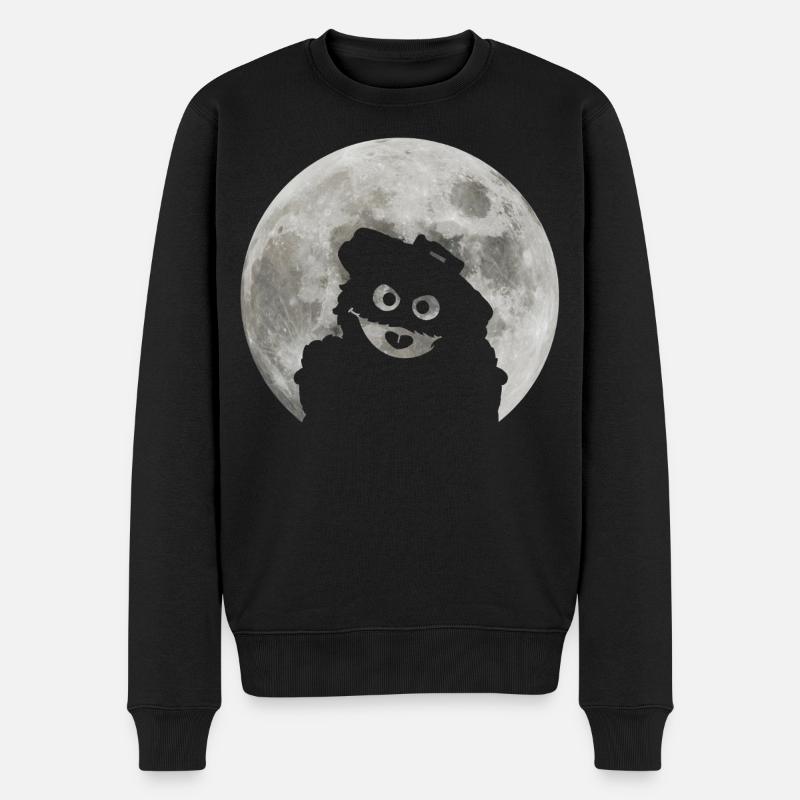 Sesamstraße Oskar In Einer Vollmondnacht - Männer Premium Bio Pullover - Schwarz