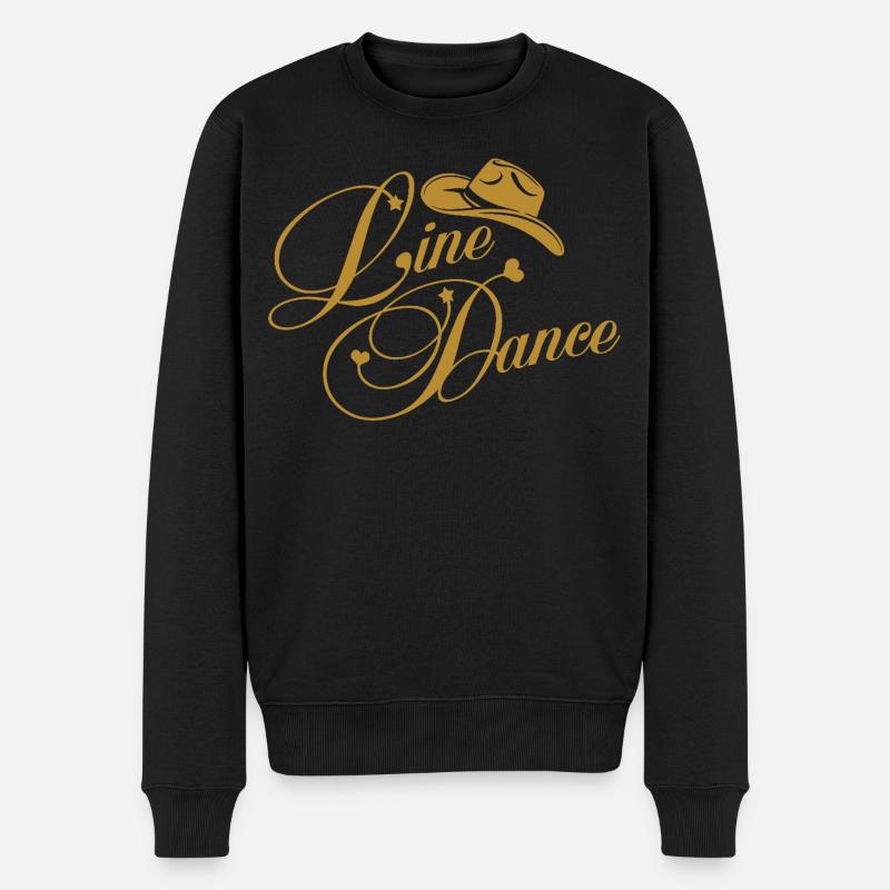 Line Dance Gold Western Logo - Männer Premium Bio Pullover - Schwarz