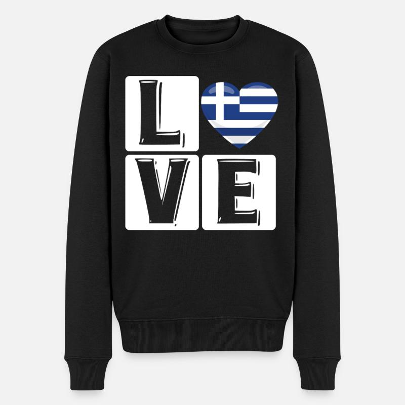 Amour Grèce Coeur Drapeau - Pull Premium bio Homme - noir