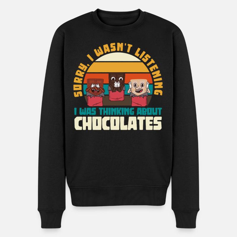 Humour rétro : trio de barres chocolatées - Pull Premium bio Homme - noir