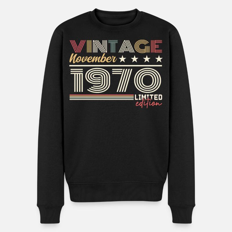 November 1970 - Männer Premium Bio Pullover - Schwarz