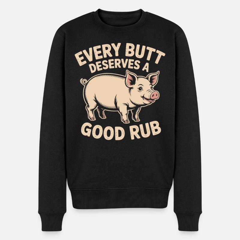 Grill Lustig Schwein - Männer Premium Bio Pullover - Schwarz