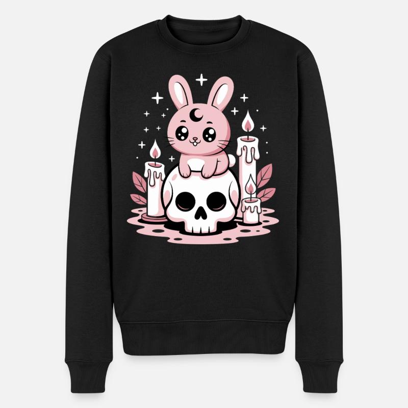 Kawaii Pastel Goth Hase - Männer Premium Bio Pullover - Schwarz