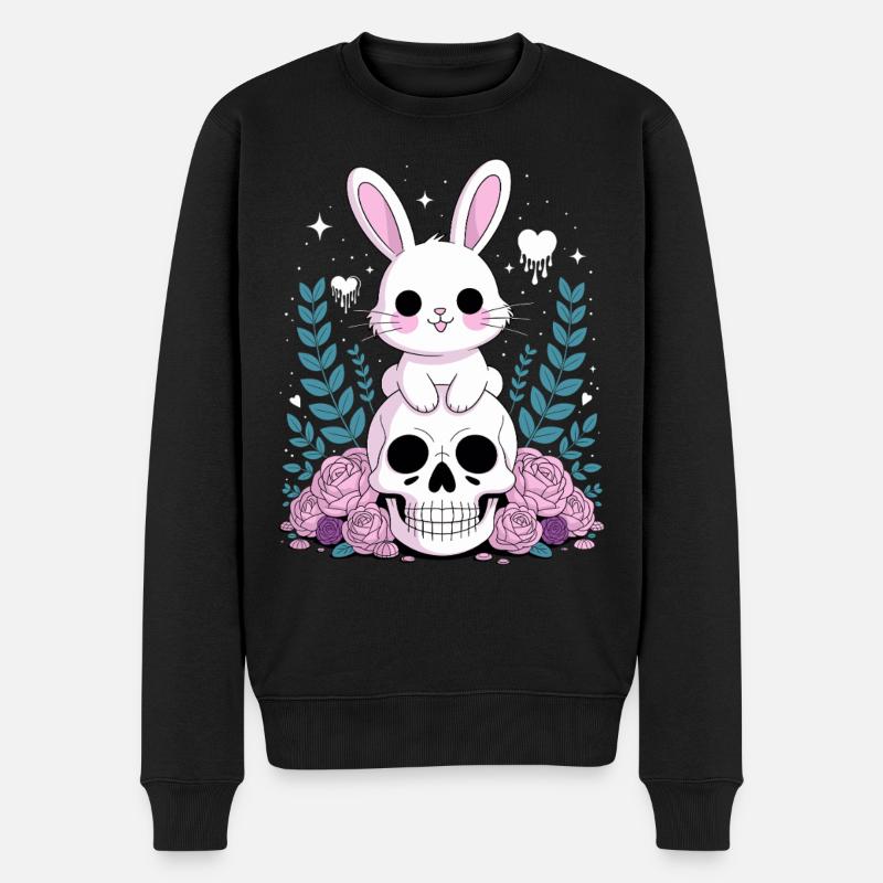 Kawaii Pastel Goth Hase - Männer Premium Bio Pullover - Schwarz
