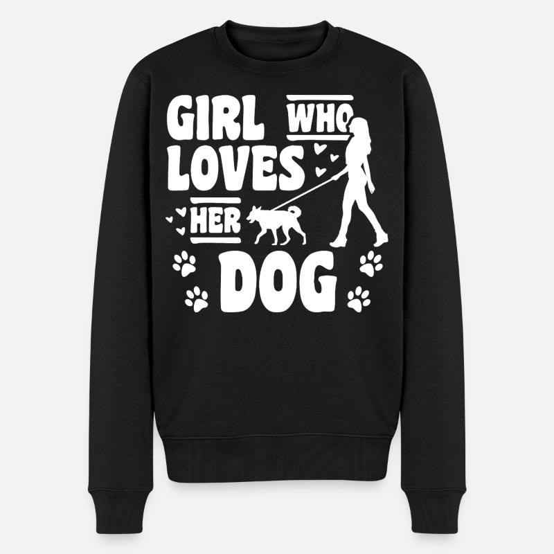 Fille qui aime les chiens - Pull Premium bio Homme - noir