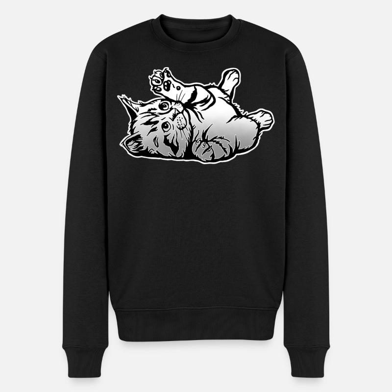 Verspielte Katze  - Männer Premium Bio Pullover - Schwarz