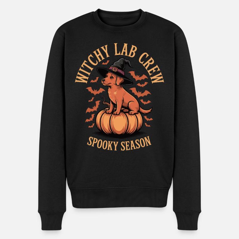 Witchy Lab Pumpkin Spooky Season Foxred Labrador - Männer Premium Bio Pullover - Schwarz