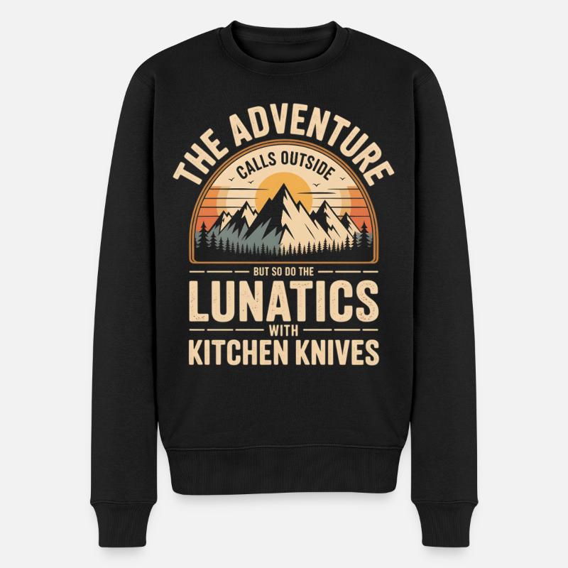 Bergabenteuer Ruf der Lunatics Küchenmesser - Männer Premium Bio Pullover - Schwarz