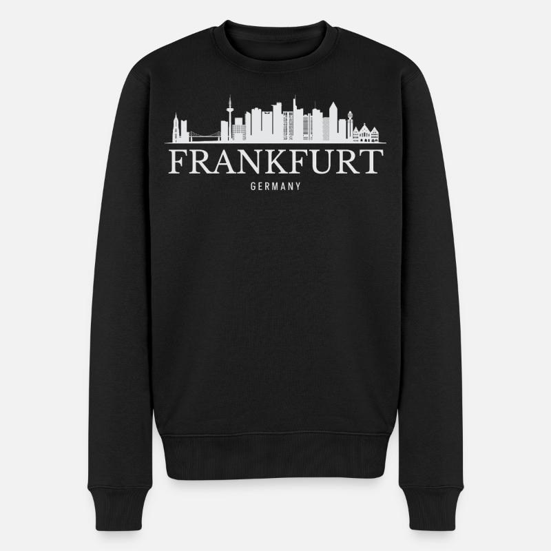 Frankfurter Skyline, Frankfurt Deutschland - Männer Premium Bio Pullover - Schwarz