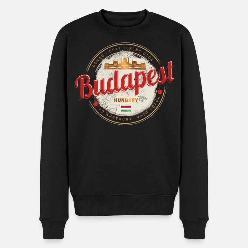 Budapest Design Ungarn Vintage Parlament Souvenir - Männer Premium Bio Pullover - Schwarz
