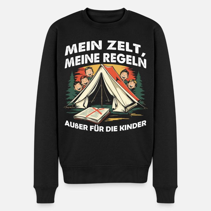 Mein Zelt Meine Regeln Kindercamp - Männer Premium Bio Pullover - Schwarz