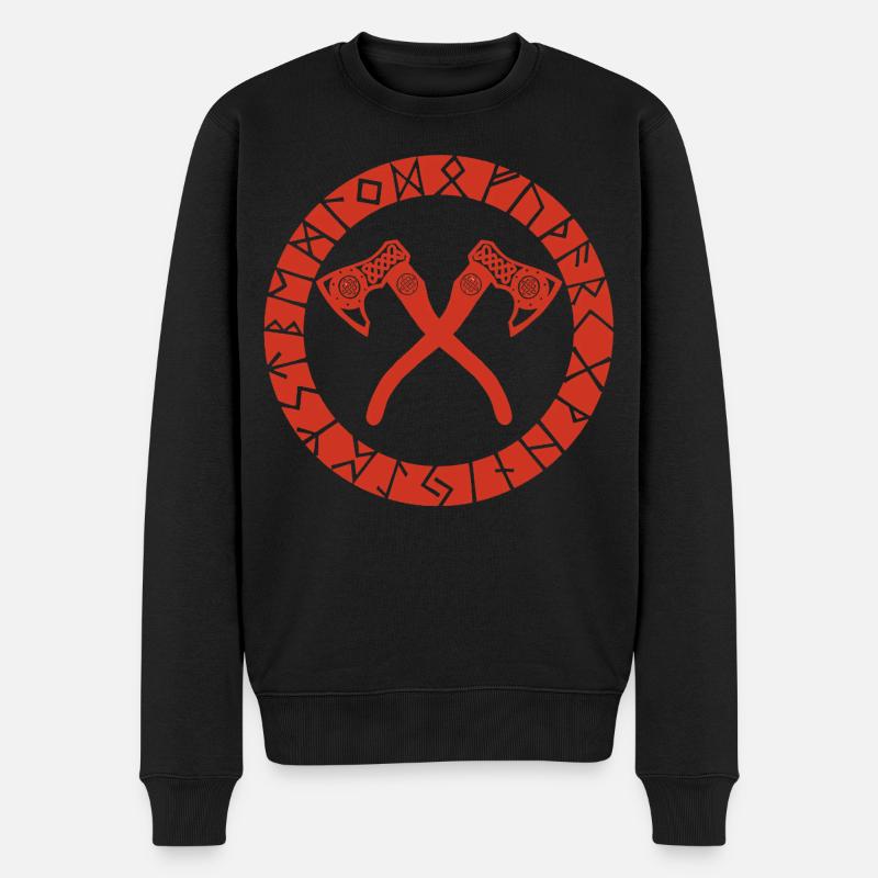 Nordic Cross Achsen (rot) - Männer Premium Bio Pullover - Schwarz