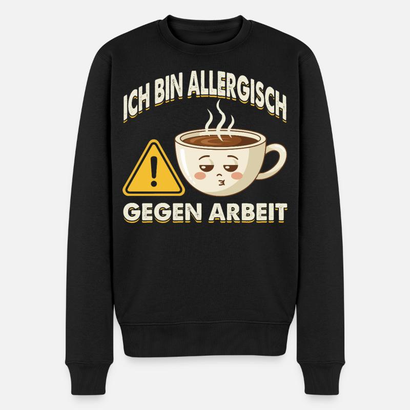 Allergisch Gegen Arbeit Kaffee - Männer Premium Bio Pullover - Schwarz