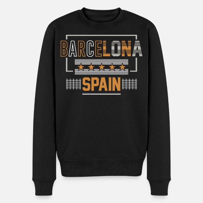 Barcelona, Spanien - Männer Premium Bio Pullover - Schwarz