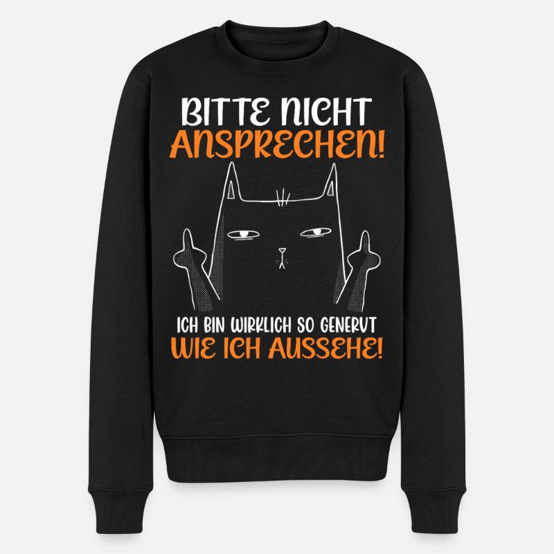 Malle BITTE NICHT ANSPRECHEN Lustiges - Männer Premium Bio Pullover - Schwarz