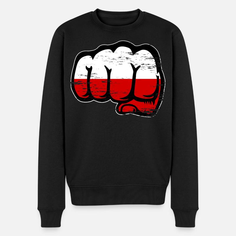 Polen Flagge Faust used - Männer Premium Bio Pullover - Schwarz
