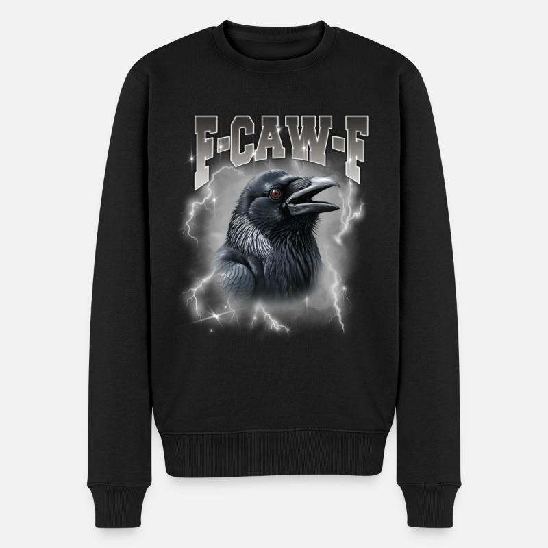 F-Caw-E Rabensturm Graphik - Männer Premium Bio Pullover - Schwarz