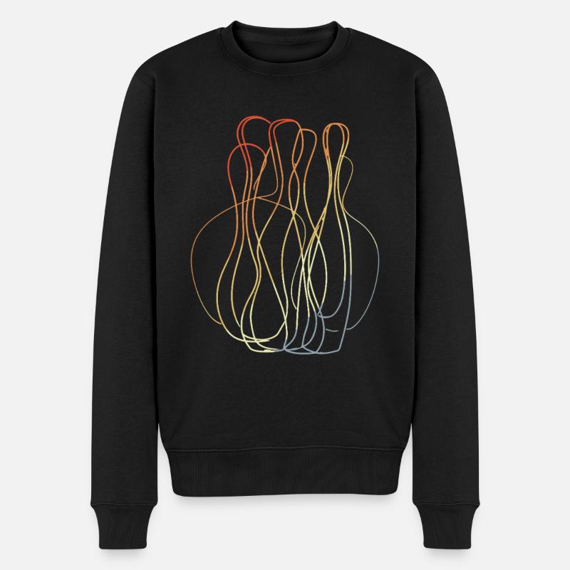 Bowling Pins Retro Look - Männer Premium Bio Pullover - Schwarz