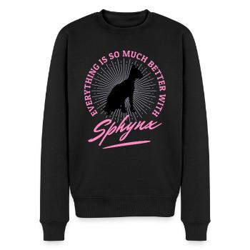 Schwarze Sphynx Katze Sprüche Humor Zitate - Männer Premium Bio Pullover - Schwarz - Vorne - Nico (187cm)