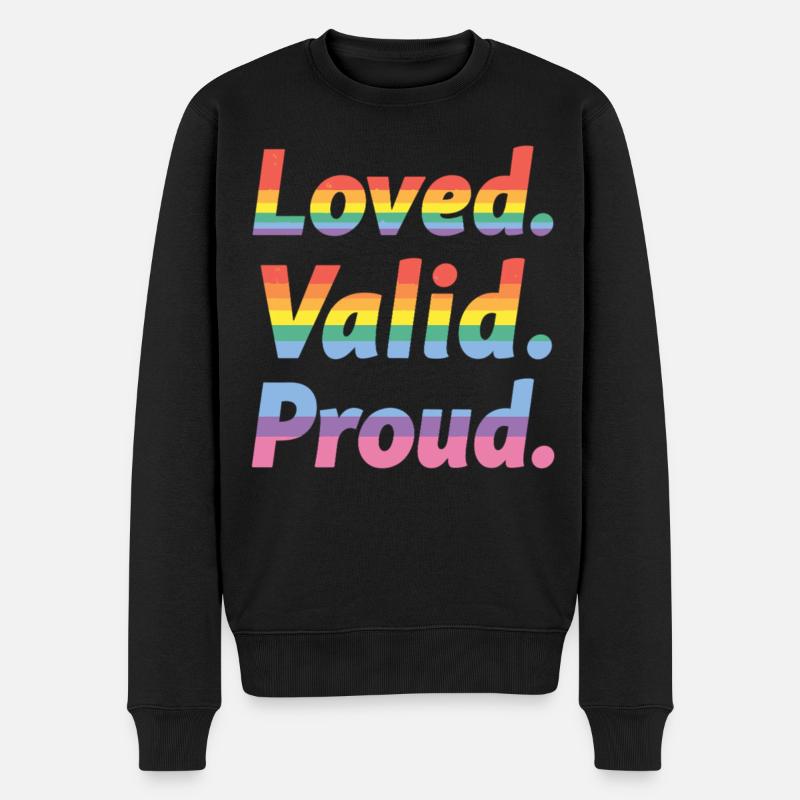 Aimé Valide Fier – Déclaration de fierté - Pull Premium bio Homme - noir