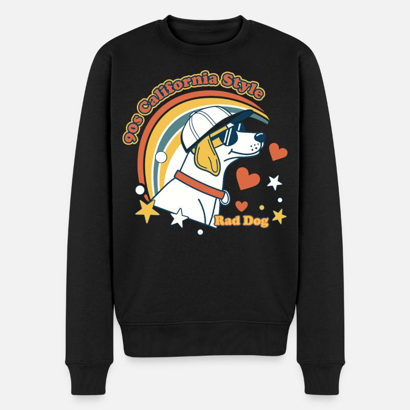 90er Jahre California Rad Hund - Männer Premium Bio Pullover - Schwarz