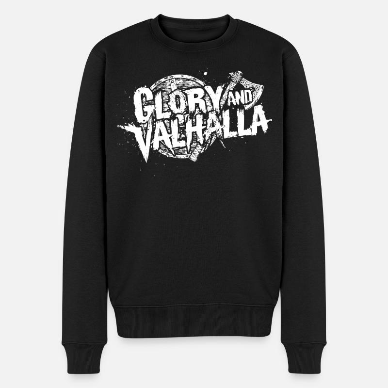 Glory and Valhalla - Männer Premium Bio Pullover - Schwarz
