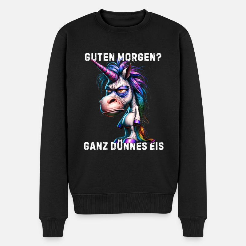 Guten Morgen Ganz Dünnes Eis Unicorn  - Männer Premium Bio Pullover - Schwarz