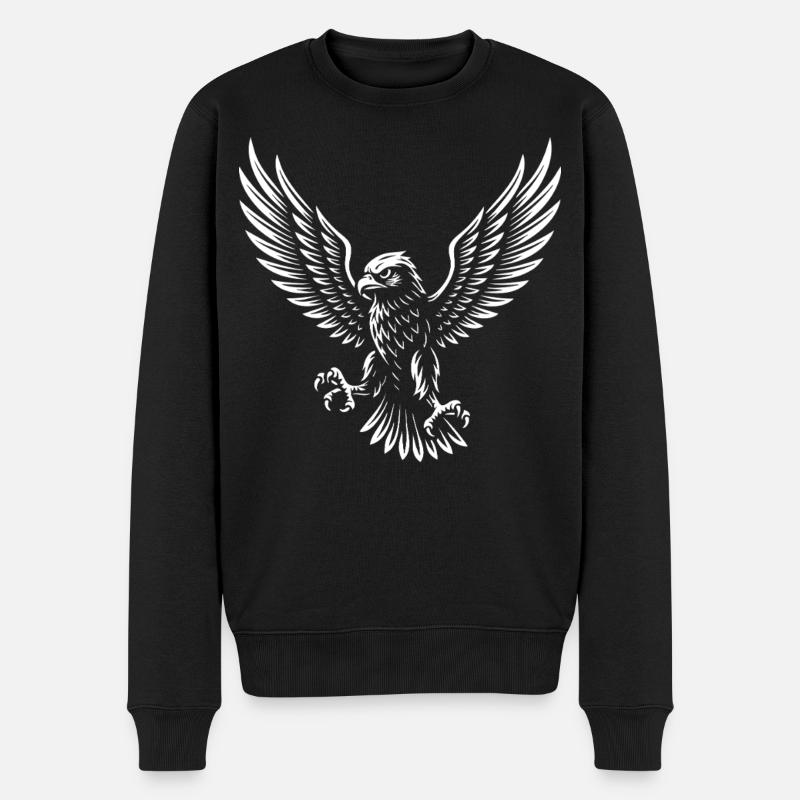 Faucon majestueux planant haut design - Pull Premium bio Homme - noir