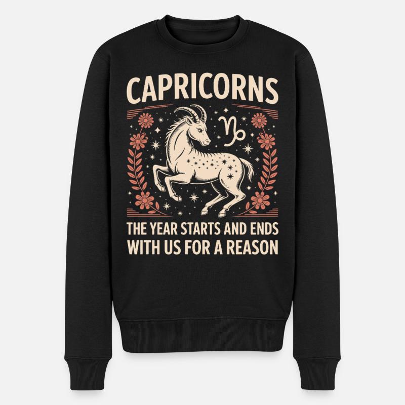 Steinbock Sternzeichen - Männer Premium Bio Pullover - Schwarz