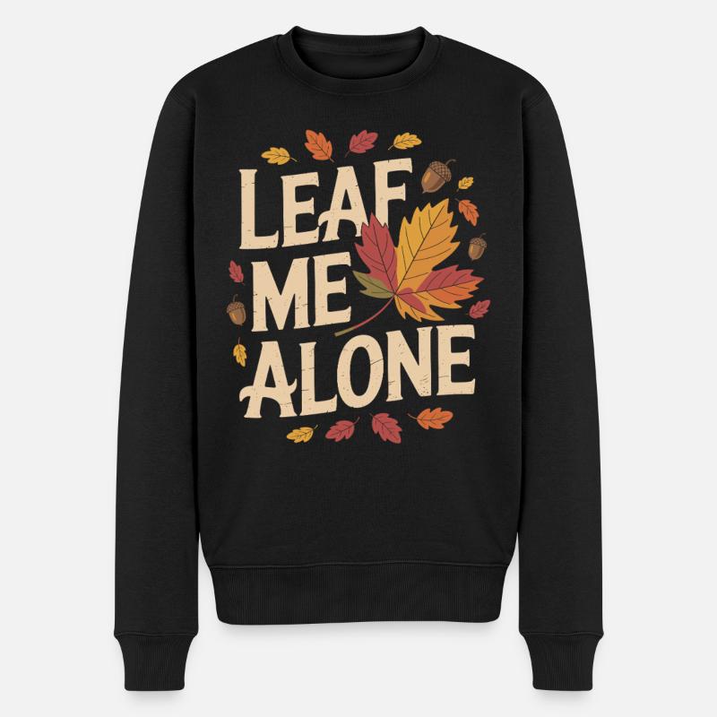 Chat Automne Drôle Laissez-moi tranquille - Pull Premium bio Homme - noir