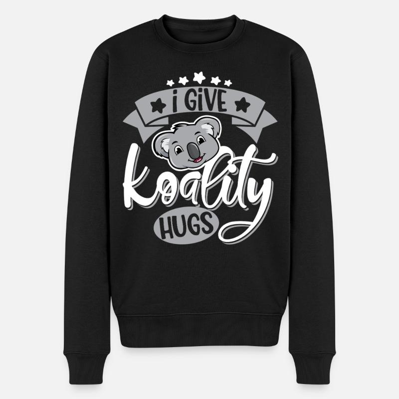 Koala Umarmungen  - Männer Premium Bio Pullover - Schwarz