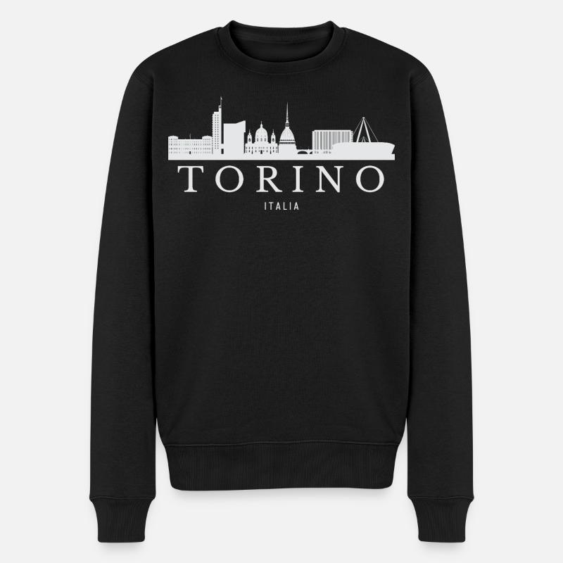 Skyline von Turin, Turin, Italien - Männer Premium Bio Pullover - Schwarz