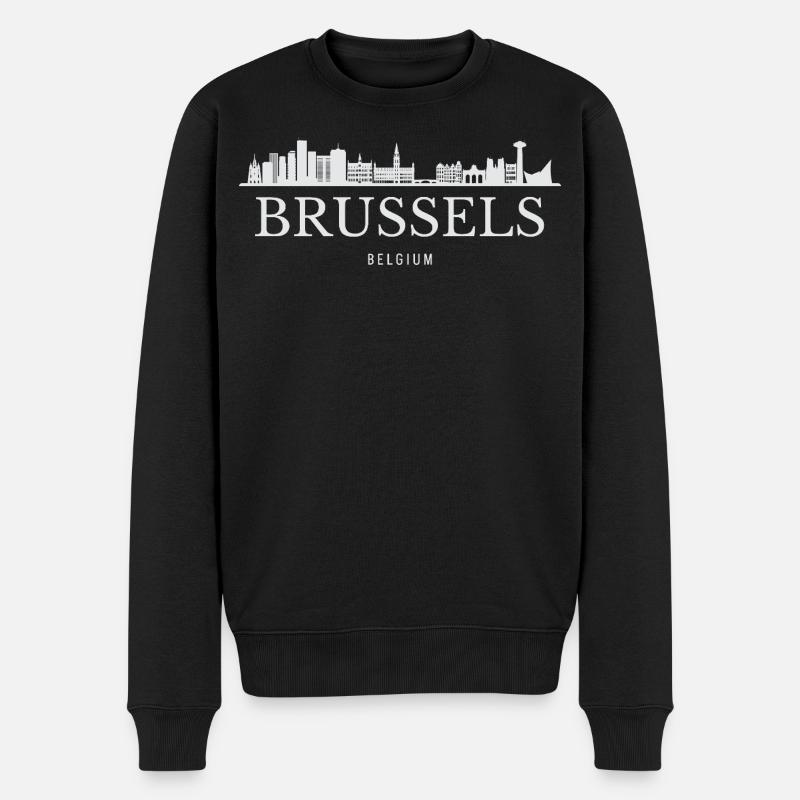 Silhouette de Bruxelles, Bruxelles Belgique - Pull Premium bio Homme - noir