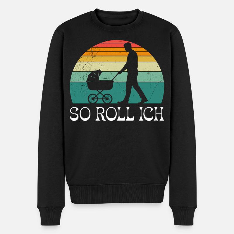 Soon dad SO I ROLL MERRILY - Men's Premium Organic Jumper - black