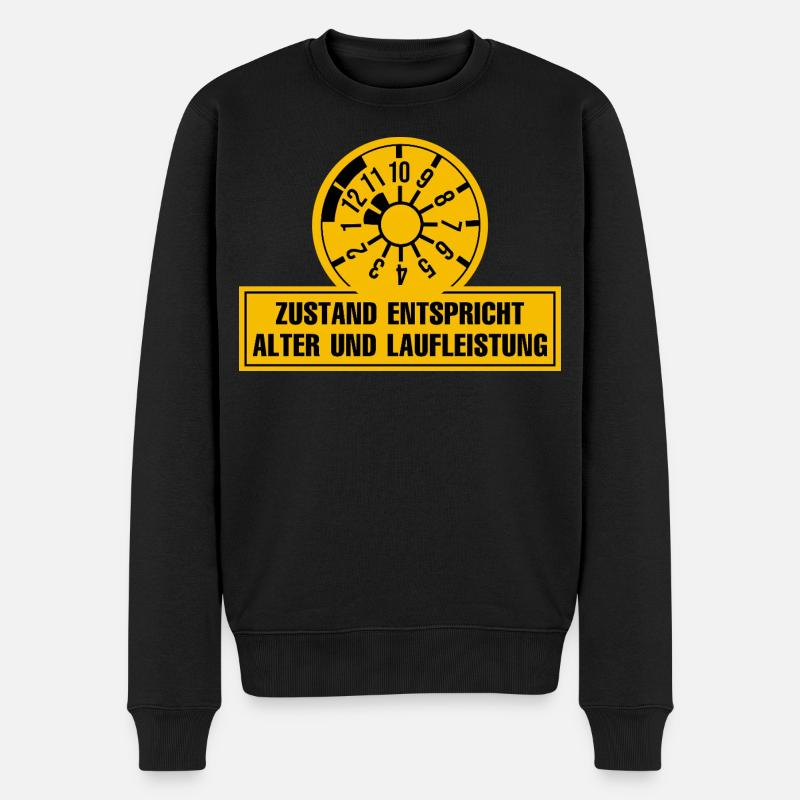 Lustig Zustand entspricht Alter und Laufleistung  - Männer Premium Bio Pullover - Schwarz