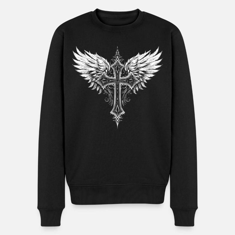 Ailes de la Croix Chrétienne - Pull Premium bio Homme - noir