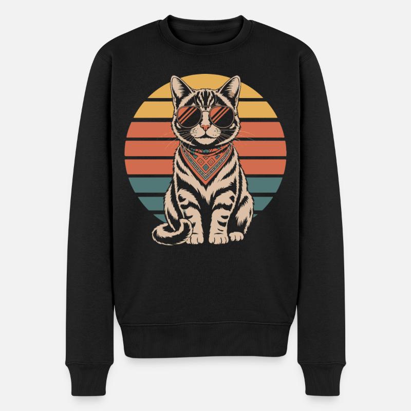 Katze Bunt - Männer Premium Bio Pullover - Schwarz