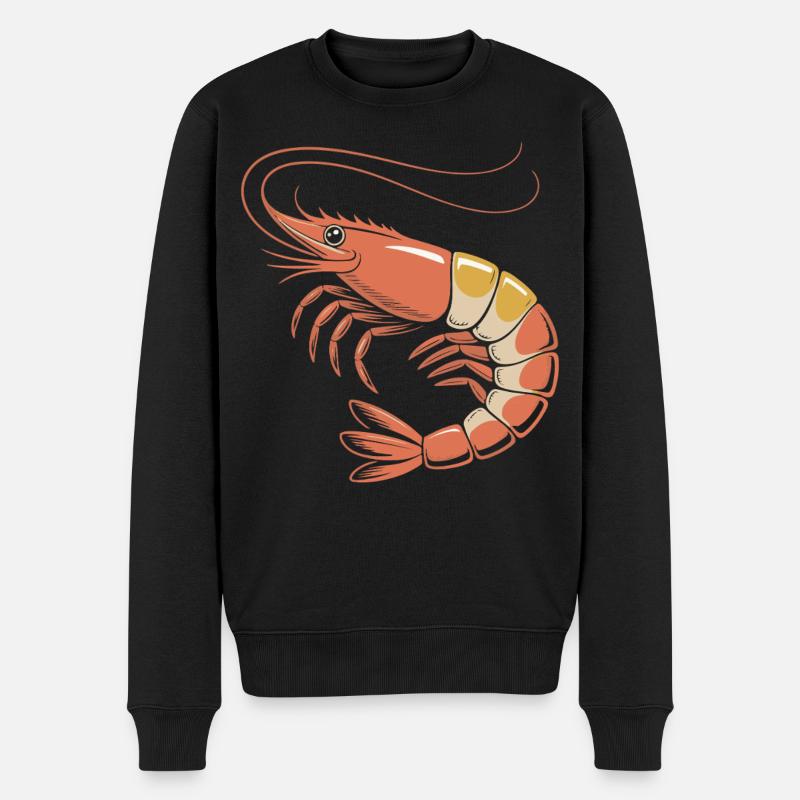 Retro Garnelen-Illustration in Orange - Männer Premium Bio Pullover - Schwarz