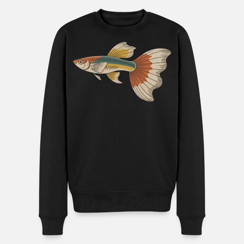 Bunter Tropenfisch Sailfin - Männer Premium Bio Pullover - Schwarz