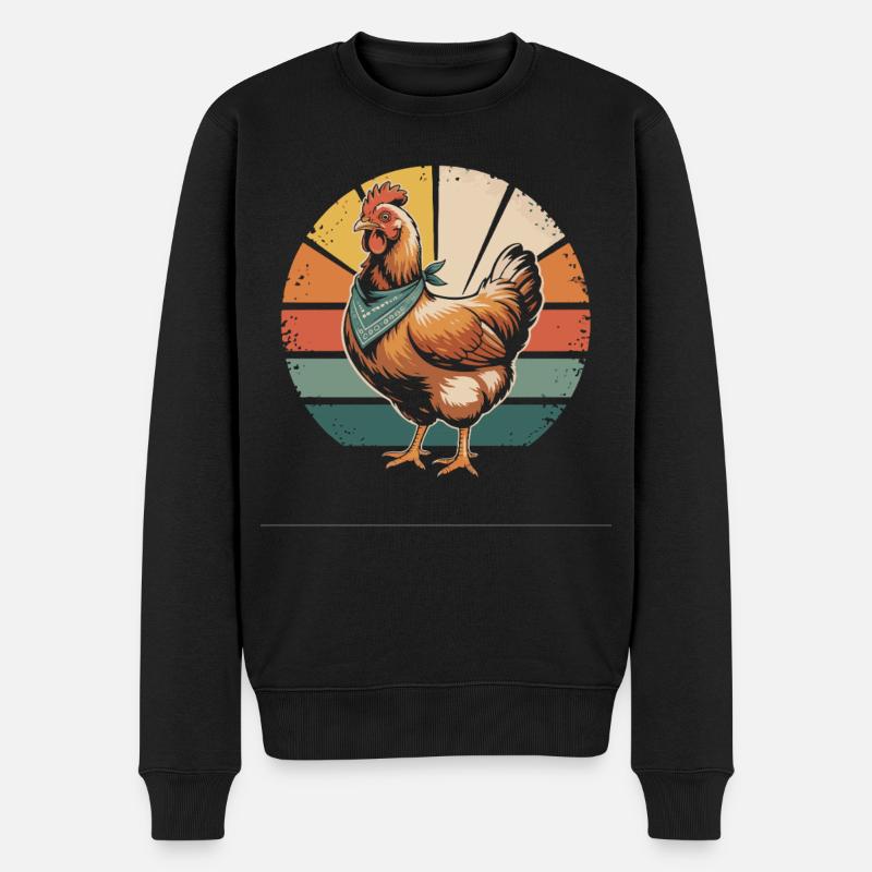 Poulet rétro avec bandana - Pull Premium bio Homme - noir