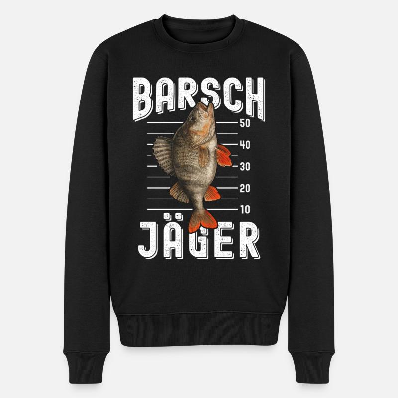Barsch Jäger Barsch Angeln Barsche Fangen - Männer Premium Bio Pullover - Schwarz