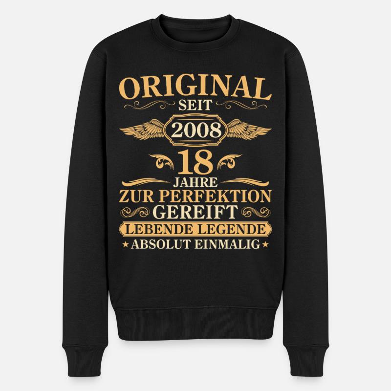 Original 2008 Jahrgang 18. Geburtstag Geschenk - Männer Premium Bio Pullover - Schwarz