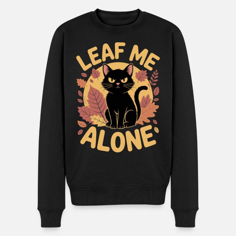 Chat Automne Drôle Laissez-moi tranquille - Pull Premium bio Homme - noir