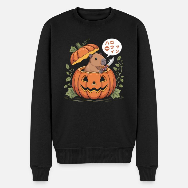 Capybara Pumpkin - T-shirt drôle d’Halloween - Pull Premium bio Homme - noir