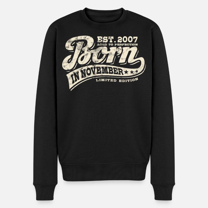 Born in November 2007 - Geburtstag - Geschenk - Männer Premium Bio Pullover - Schwarz