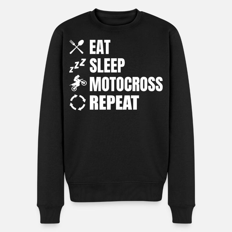 Manger, dormir, motocross, répéter - Pull Premium bio Homme - noir